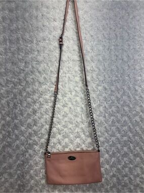 Coach Blush Pink soft Pebbled Leather adjustable Crossbody Chain & leather Strap